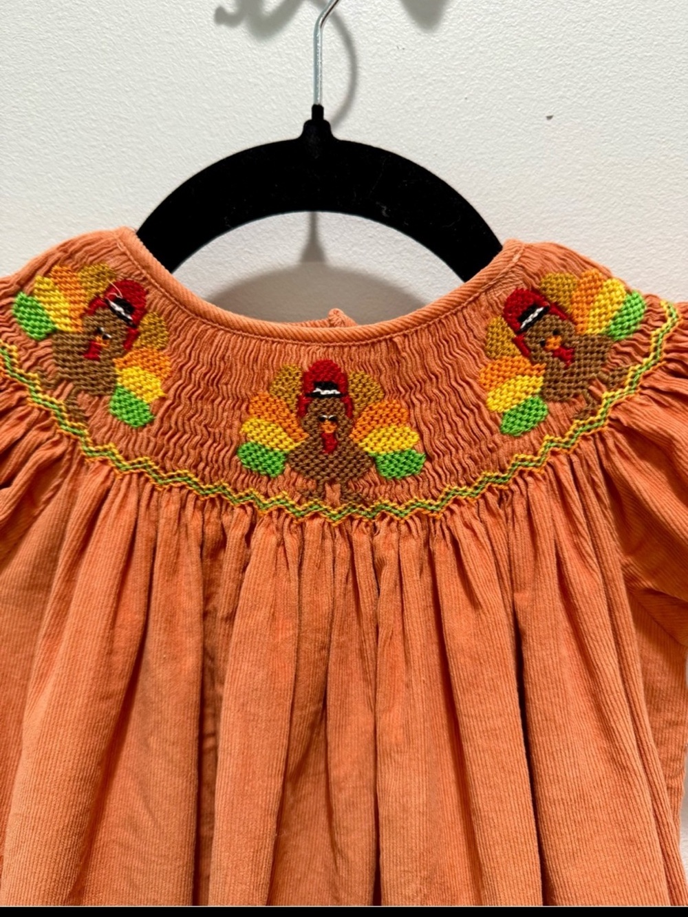Royal Child Smocked Turkey Corduroy Dress 18M Thanksgiving Fall Boutique